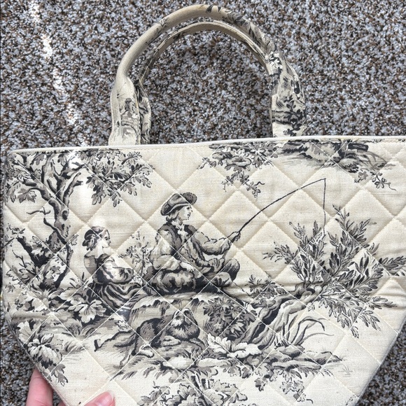 PIERRE DEUX Vintage French Country Cream Tote Bag with Vintage Toile Print - Picture 5 of 8